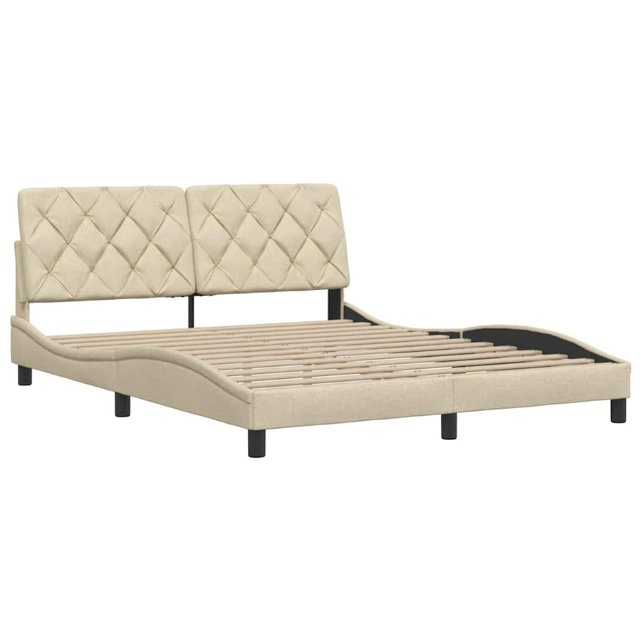 Bedframe zonder matras stof crèmekleurig 160x200 cm