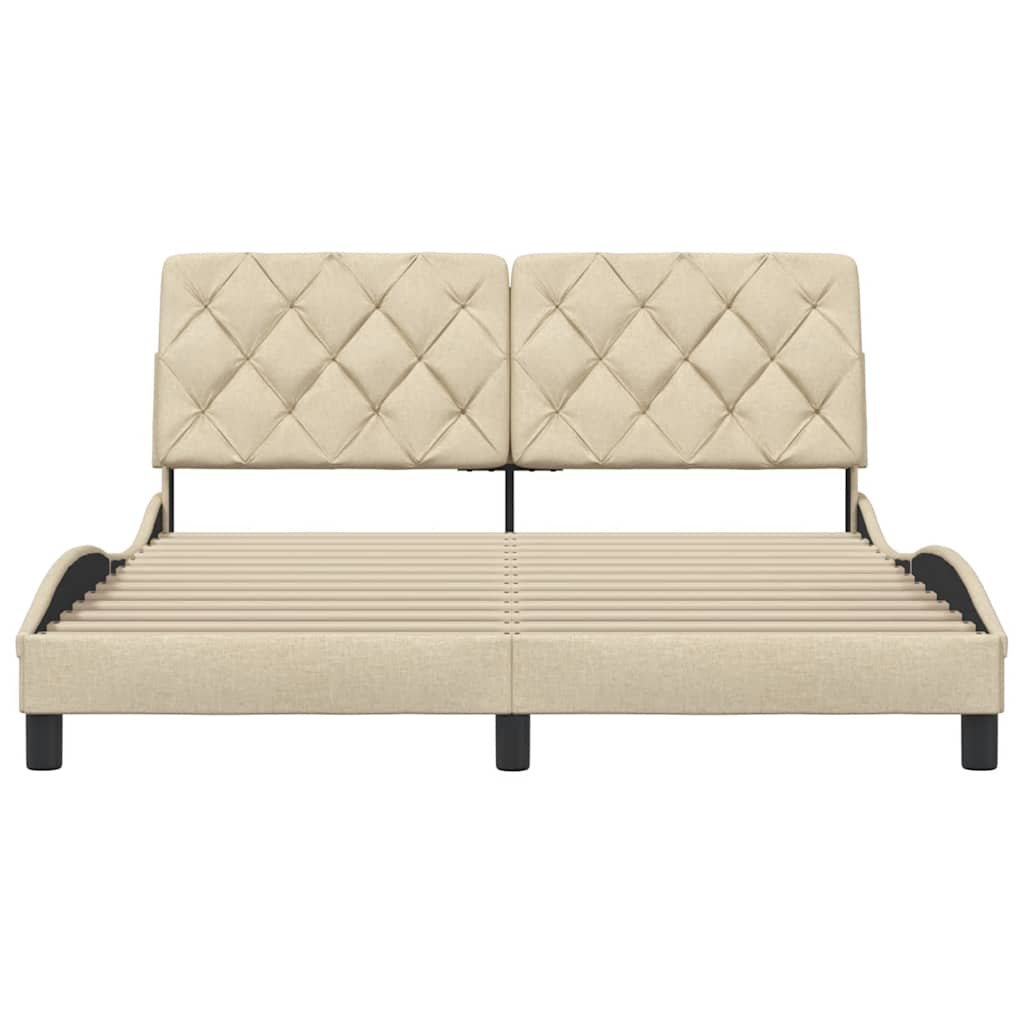Bedframe zonder matras stof crèmekleurig 160x200 cm