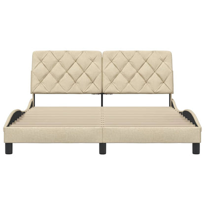 Bedframe zonder matras stof crèmekleurig 160x200 cm