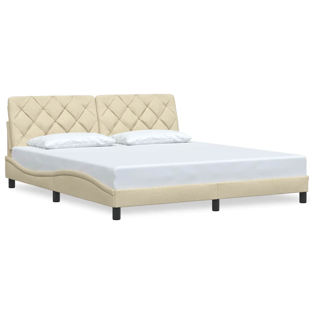 Bedframe zonder matras stof crèmekleurig 180x200 cm