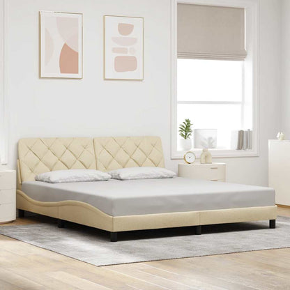 Bedframe zonder matras stof crèmekleurig 180x200 cm