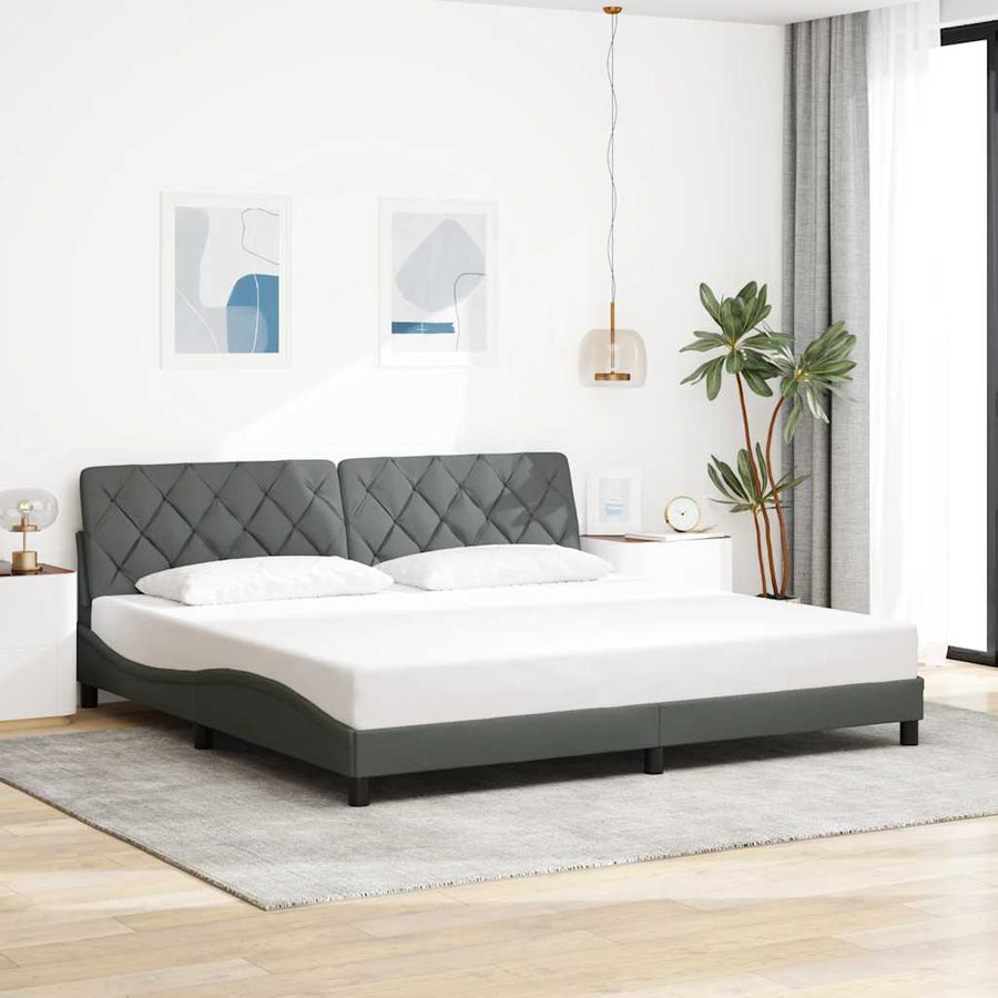 Bedframe zonder matras stof donkergrijs 200x200 cm