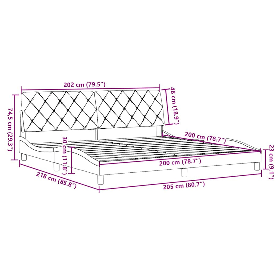 Bedframe Zonder Matras Stof 200 x 200 cm Donkerbruin