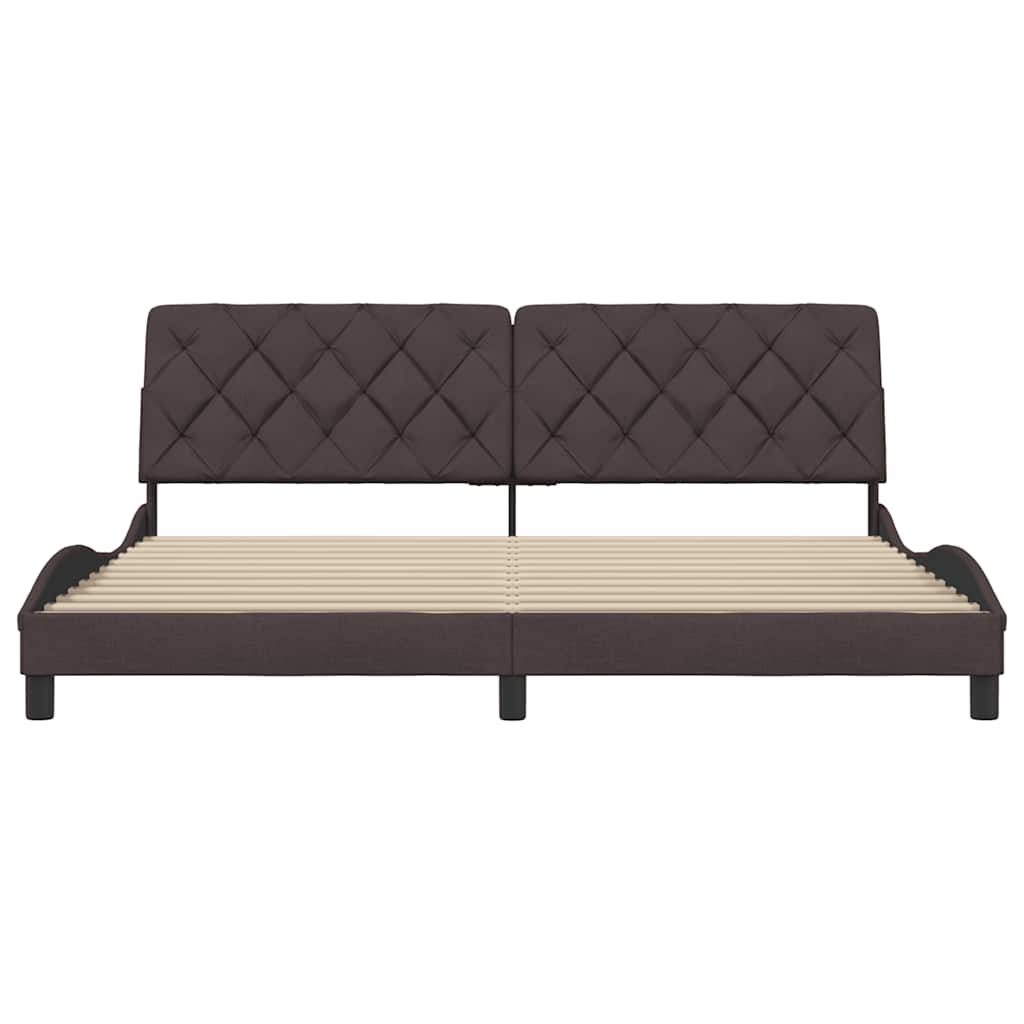 Bedframe Zonder Matras Stof 200 x 200 cm Donkerbruin
