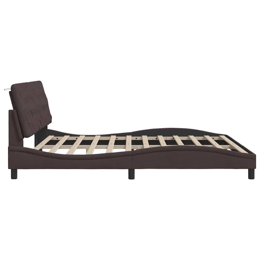 Bedframe Zonder Matras Stof 200 x 200 cm Donkerbruin