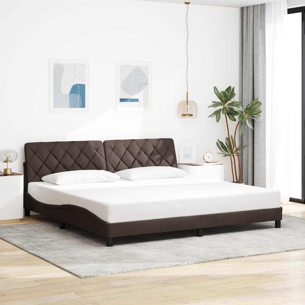 Bedframe Zonder Matras Stof 200 x 200 cm Donkerbruin
