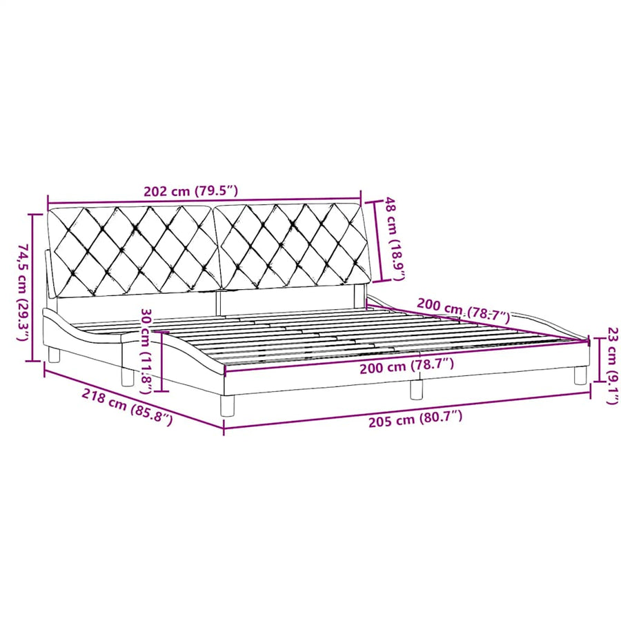 Bedframe zonder matras stof taupe 200x200 cm