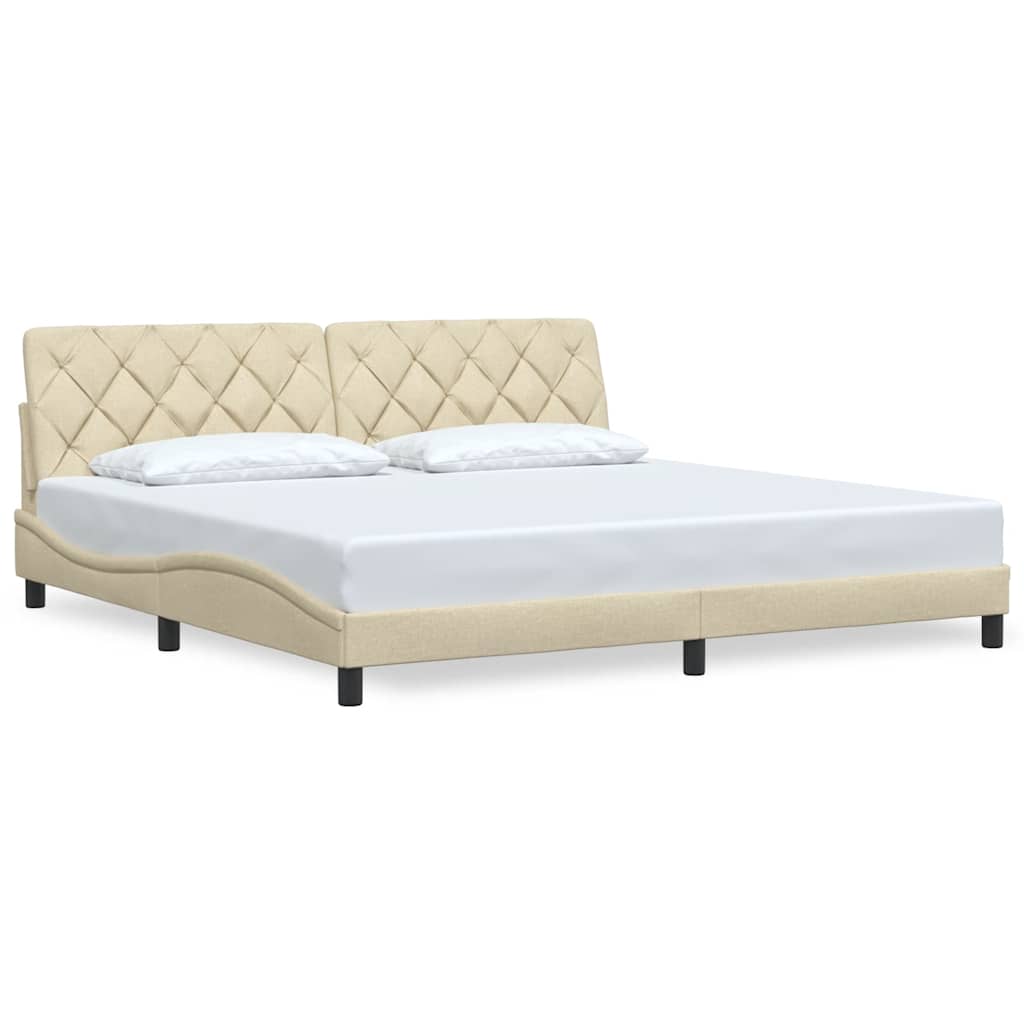 Bedframe zonder matras stof crèmekleurig 200x200 cm