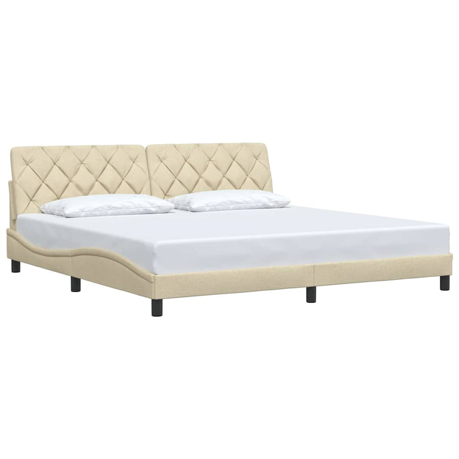 Bedframe zonder matras stof crèmekleurig 200x200 cm