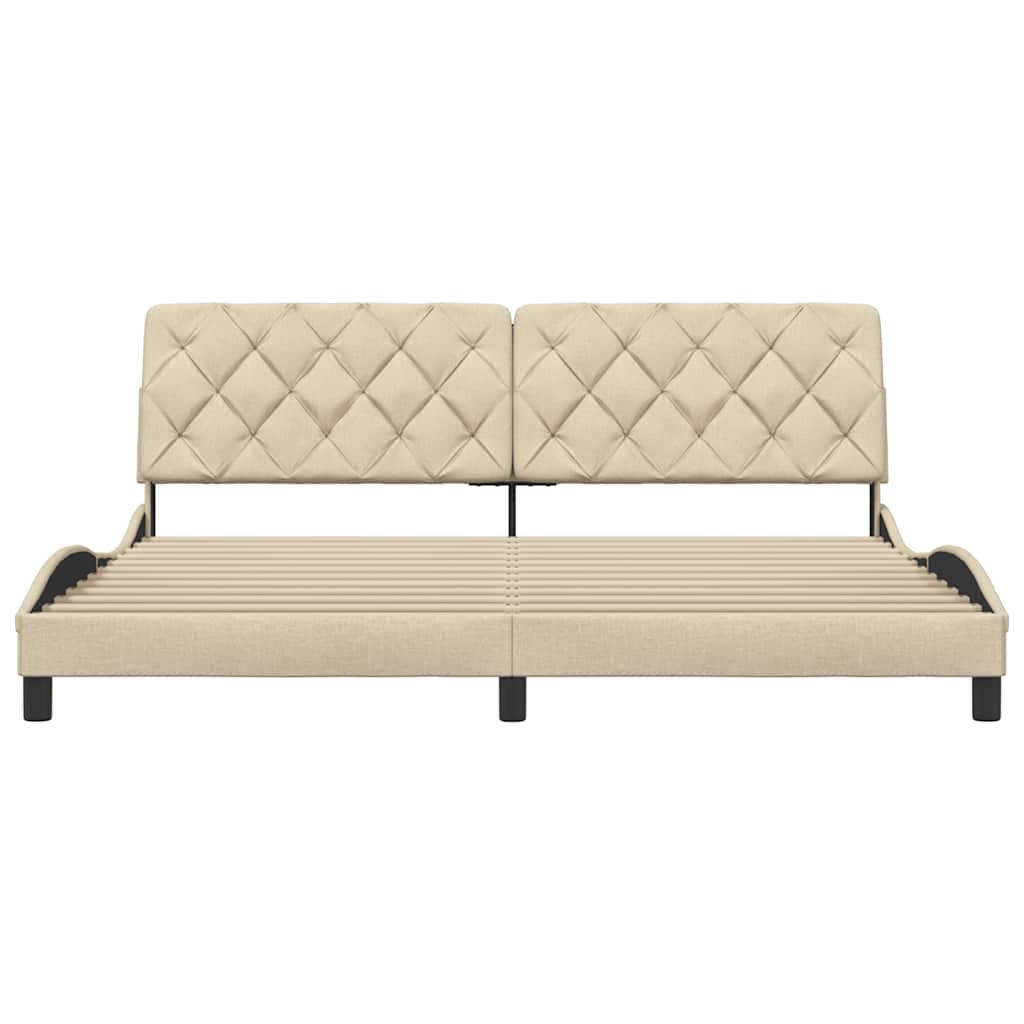 Bedframe zonder matras stof crèmekleurig 200x200 cm