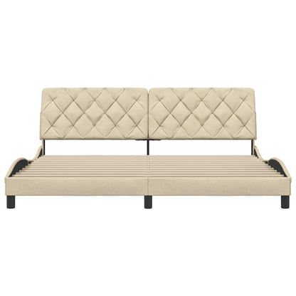 Bedframe zonder matras stof crèmekleurig 200x200 cm