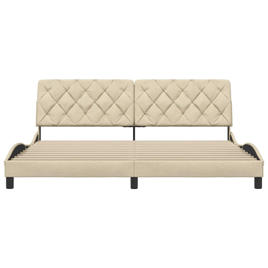 Bedframe zonder matras stof crèmekleurig 200x200 cm