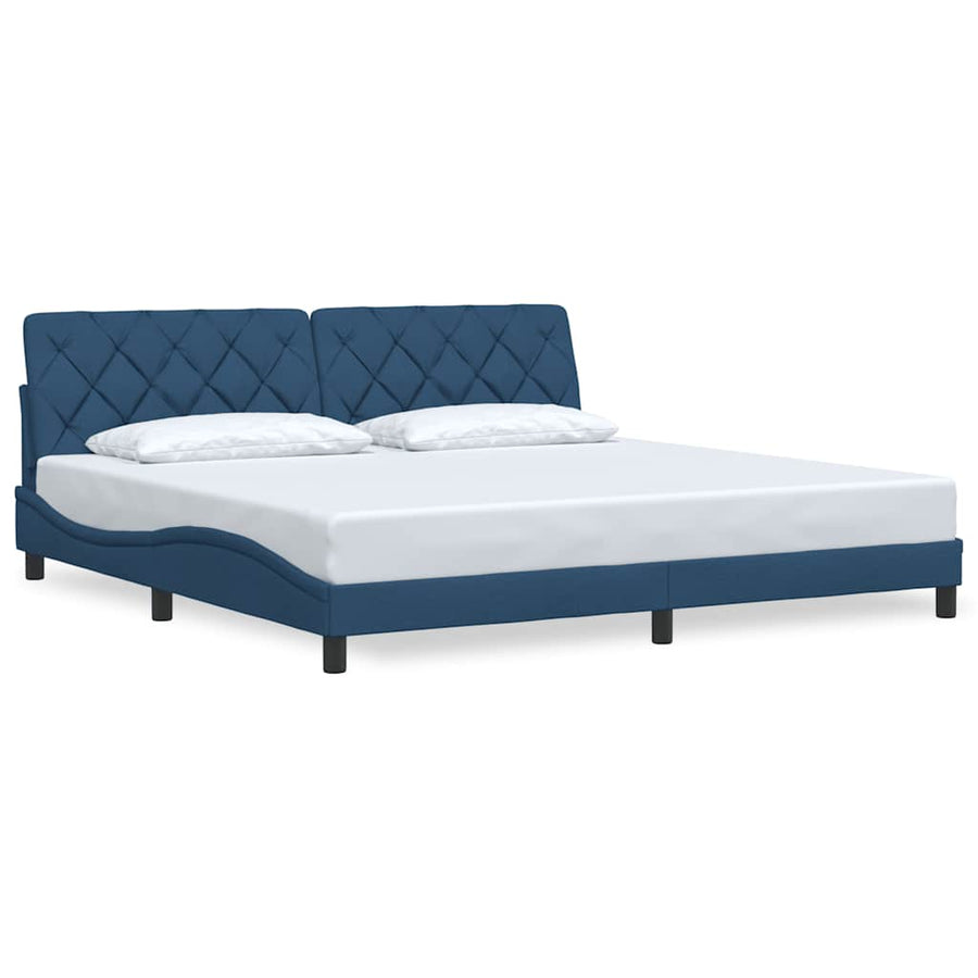 Bedframe Zonder Matras Stof 200 x 200 cm Blauw