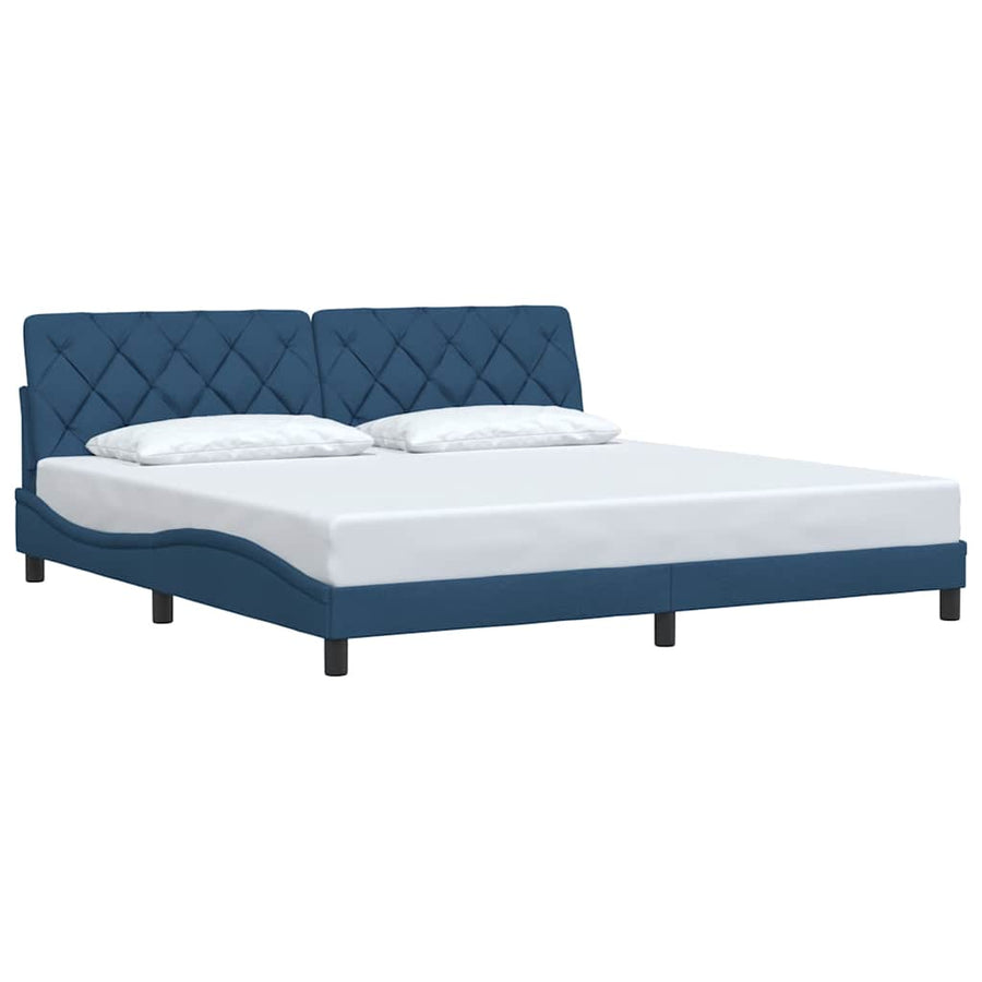 Bedframe Zonder Matras Stof 200 x 200 cm Blauw