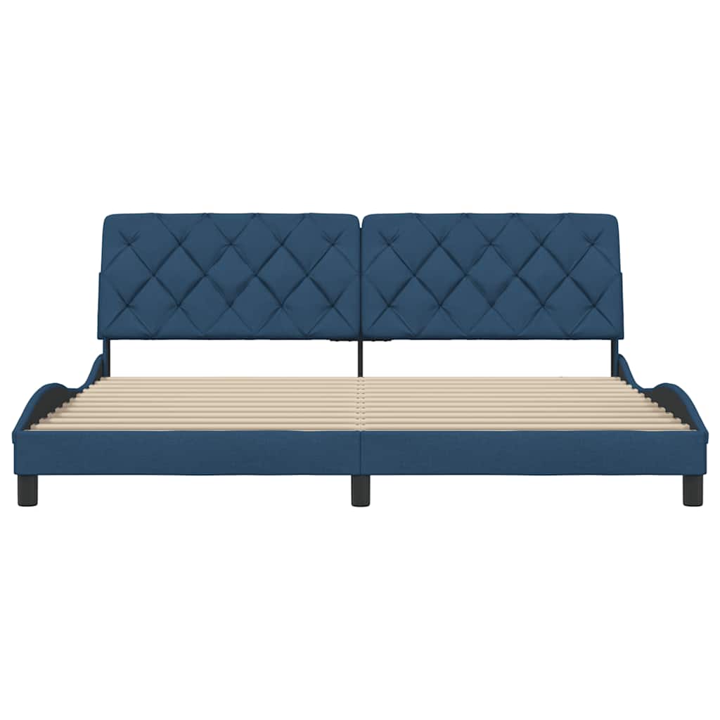 Bedframe Zonder Matras Stof 200 x 200 cm Blauw