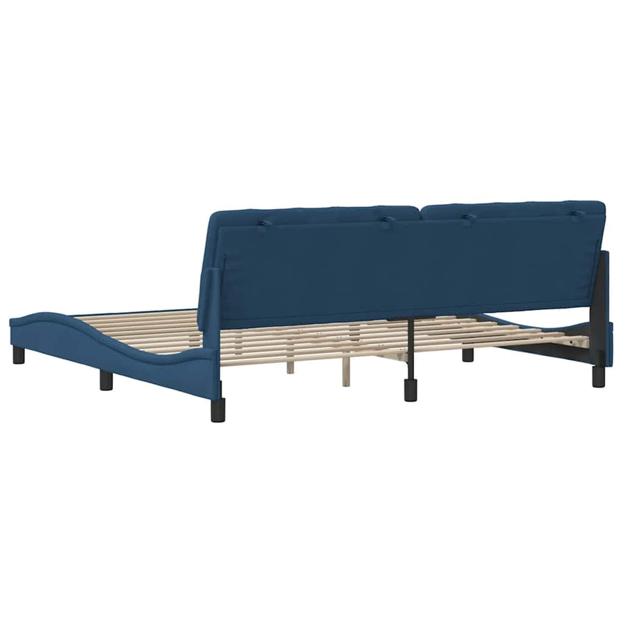 Bedframe Zonder Matras Stof 200 x 200 cm Blauw