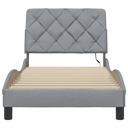 Bedframe met LED zonder matras 80x200 cm stof lichtgrijs
