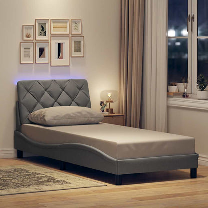Bedframe met LED zonder matras 80x200 cm stof lichtgrijs