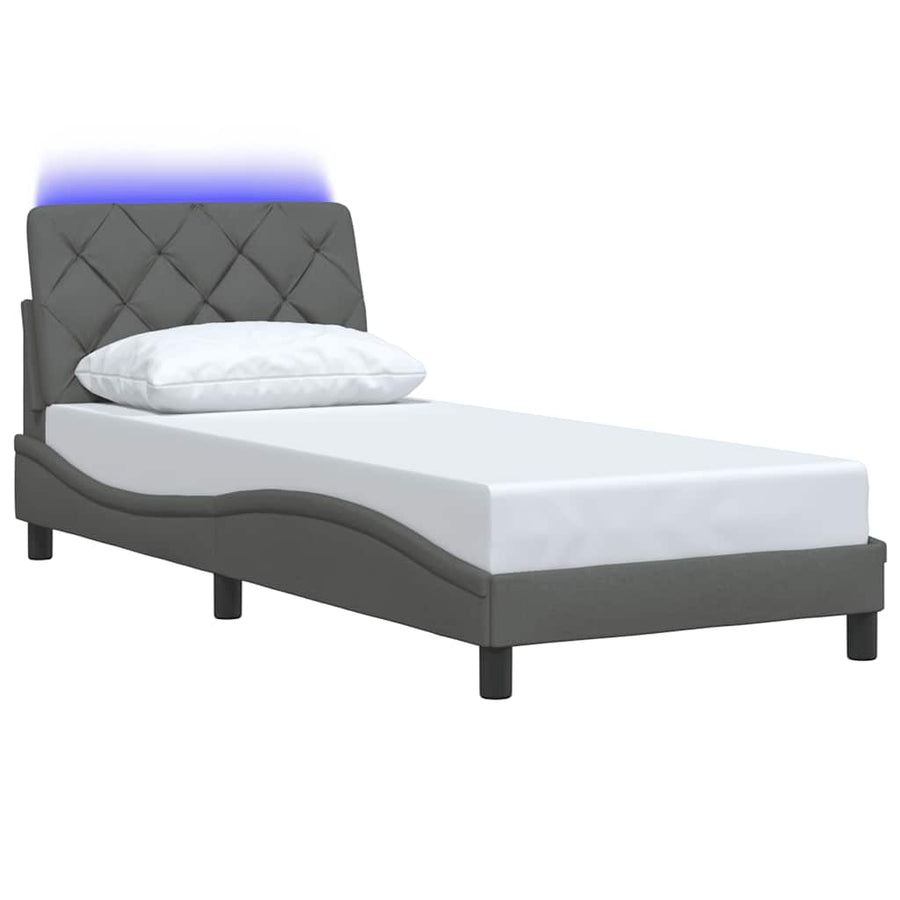Bedframe met LED zonder matras 80x200 cm stof donkergrijs
