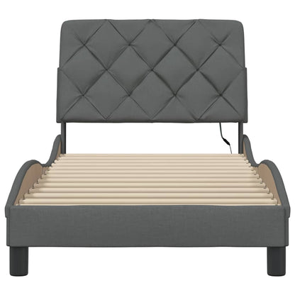 Bedframe met LED zonder matras 80x200 cm stof donkergrijs
