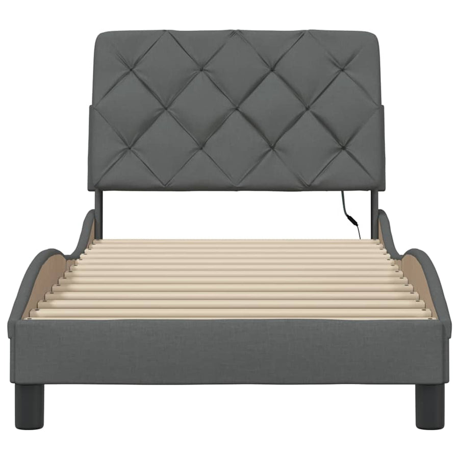 Bedframe met LED zonder matras 80x200 cm stof donkergrijs