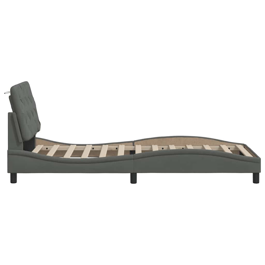 Bedframe met LED zonder matras 80x200 cm stof donkergrijs