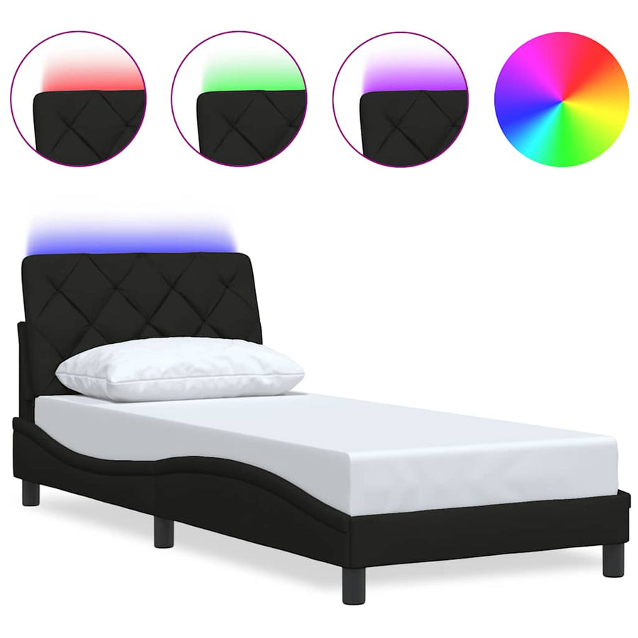 Bedframe met LED zonder matras 80x200 cm stof zwart