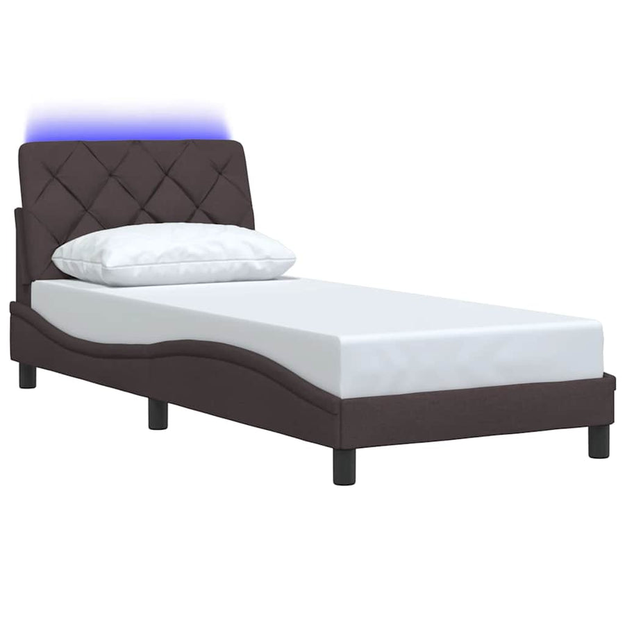 Bedframe met LED zonder matras 80x200 cm stof donkerbruin