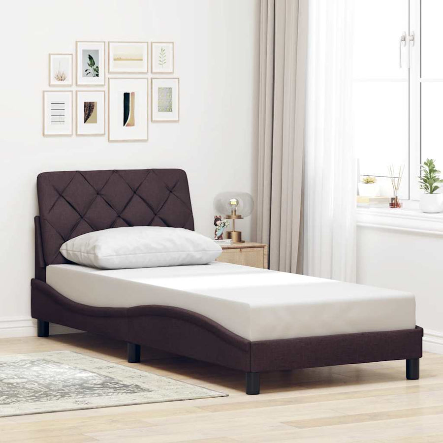 Bedframe met LED zonder matras 80x200 cm stof donkerbruin