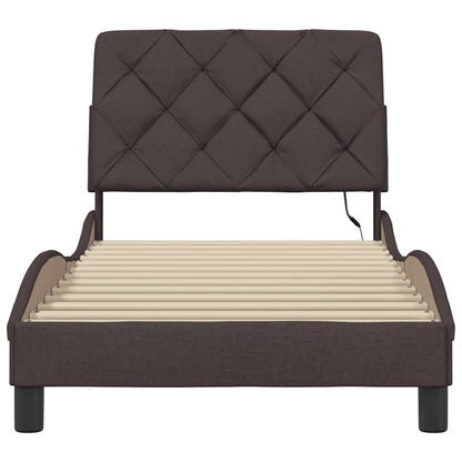 Bedframe met LED zonder matras 80x200 cm stof donkerbruin