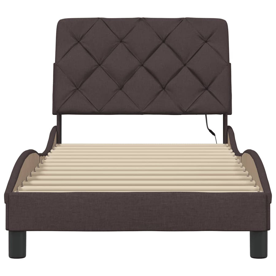 Bedframe met LED zonder matras 80x200 cm stof donkerbruin