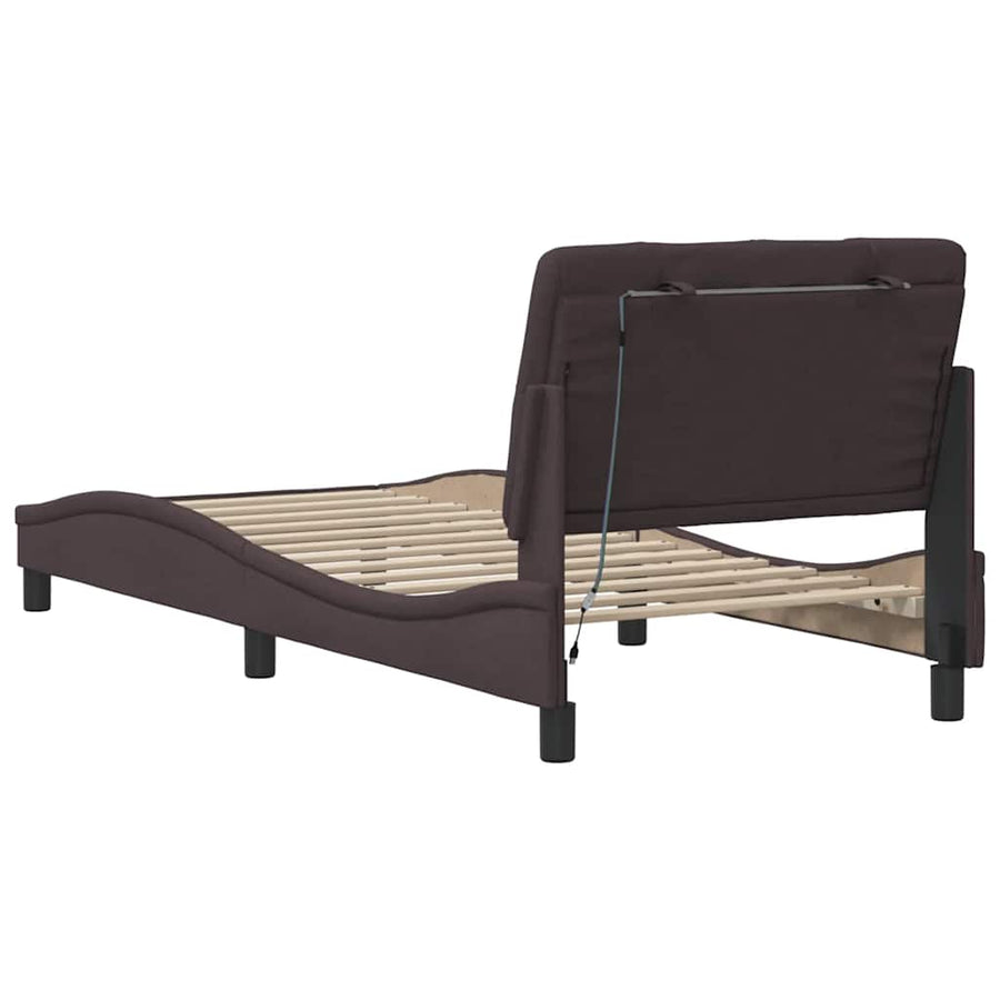Bedframe met LED zonder matras 80x200 cm stof donkerbruin