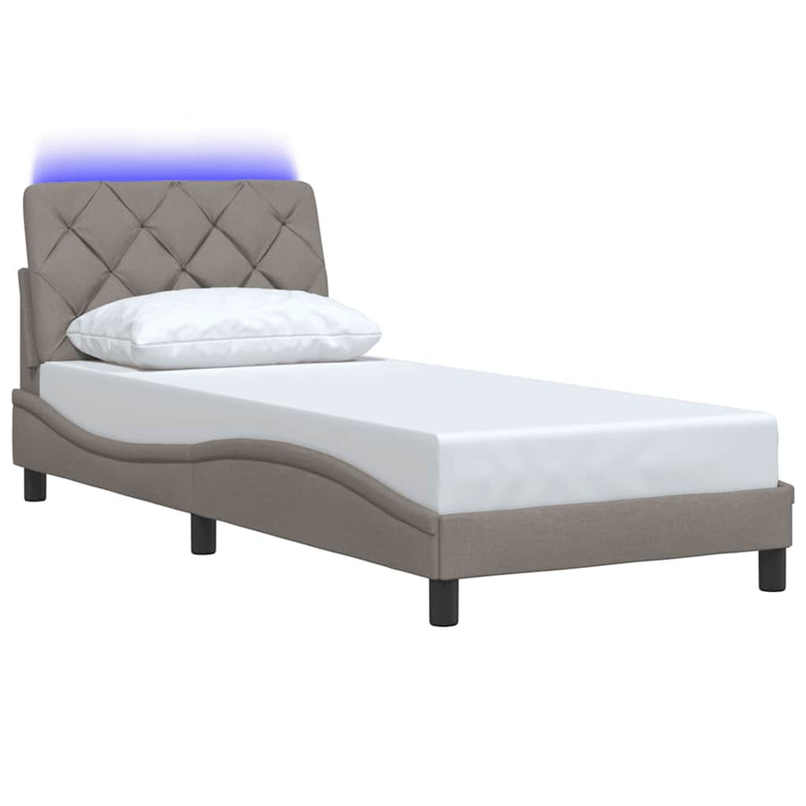 Bedframe met LED zonder matras 80x200 cm stof taupe