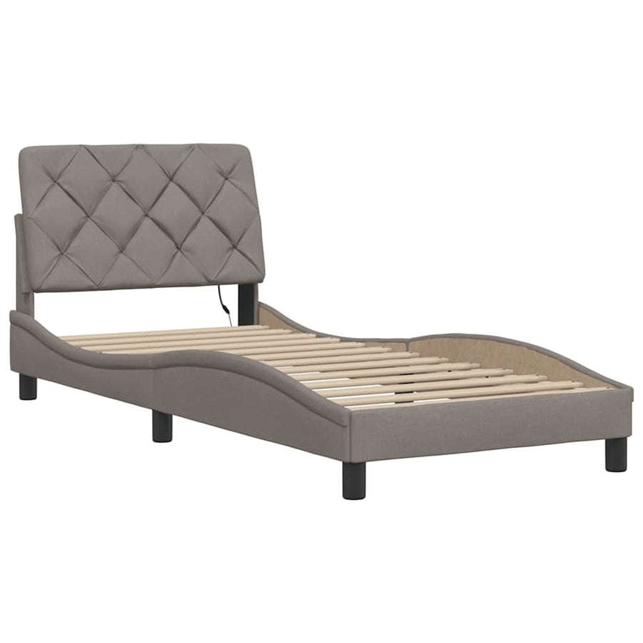 Bedframe met LED zonder matras 80x200 cm stof taupe