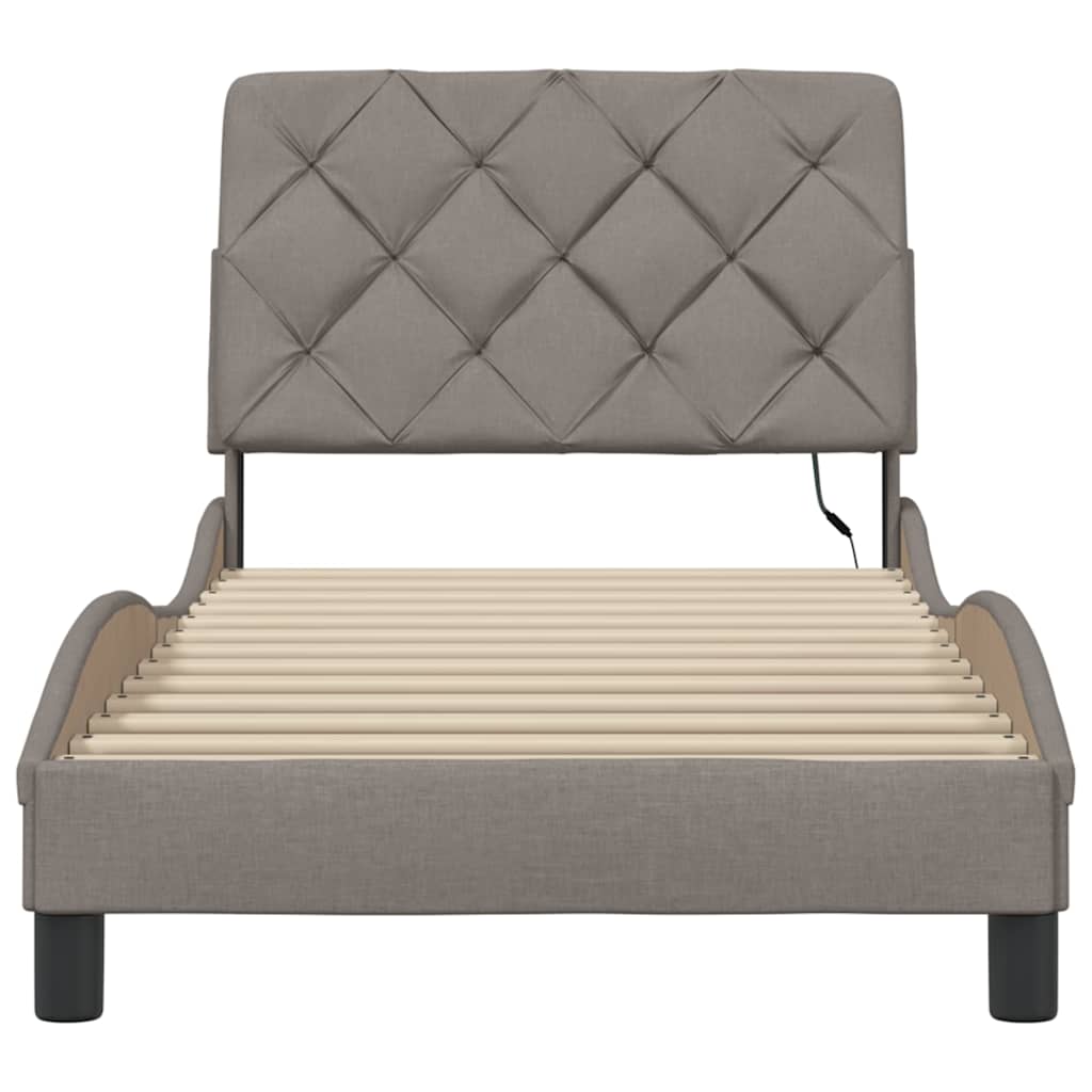 Bedframe met LED zonder matras 80x200 cm stof taupe