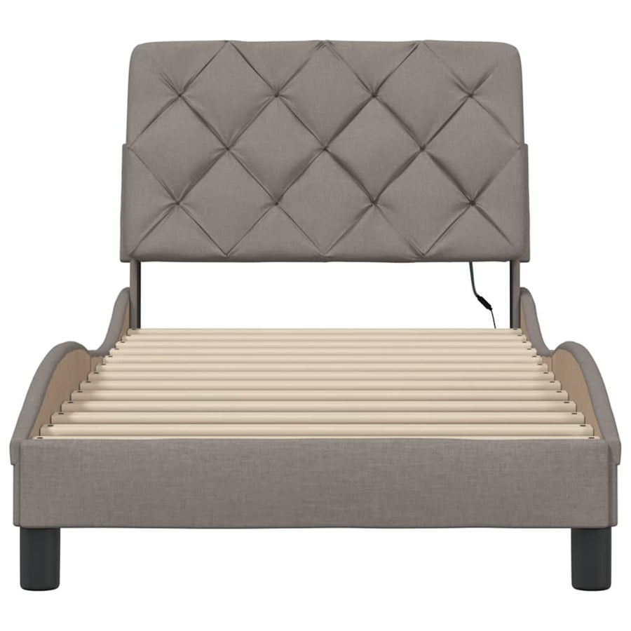 Bedframe met LED zonder matras 80x200 cm stof taupe