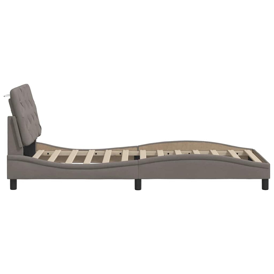 Bedframe met LED zonder matras 80x200 cm stof taupe