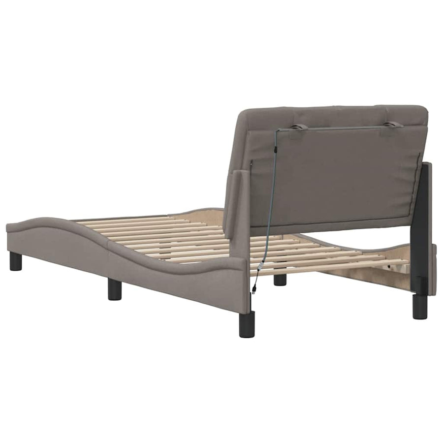 Bedframe met LED zonder matras 80x200 cm stof taupe