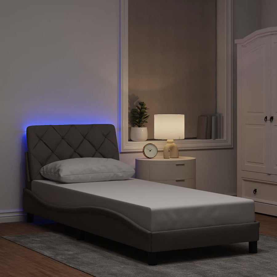 Bedframe met LED zonder matras 80x200 cm stof taupe
