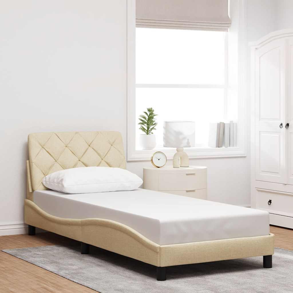Bedframe met LED zonder matras 80x200 cm stof crème