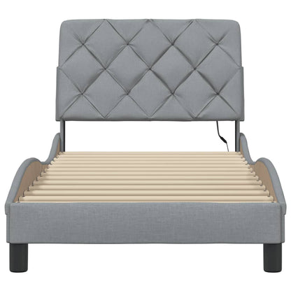 Bedframe met LED zonder matras 90x190 cm stof lichtgrijs