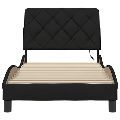 Bedframe met LED zonder matras 90x190 cm stof zwart
