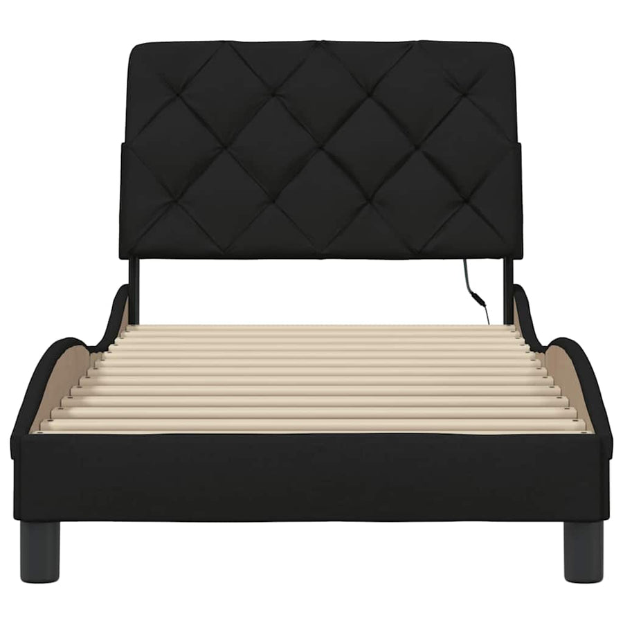 Bedframe met LED zonder matras 90x190 cm stof zwart
