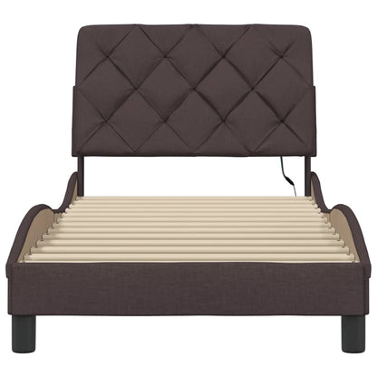 Bedframe Met Led Zonder Matras Stof 90 x 190 cm Donkerbruin