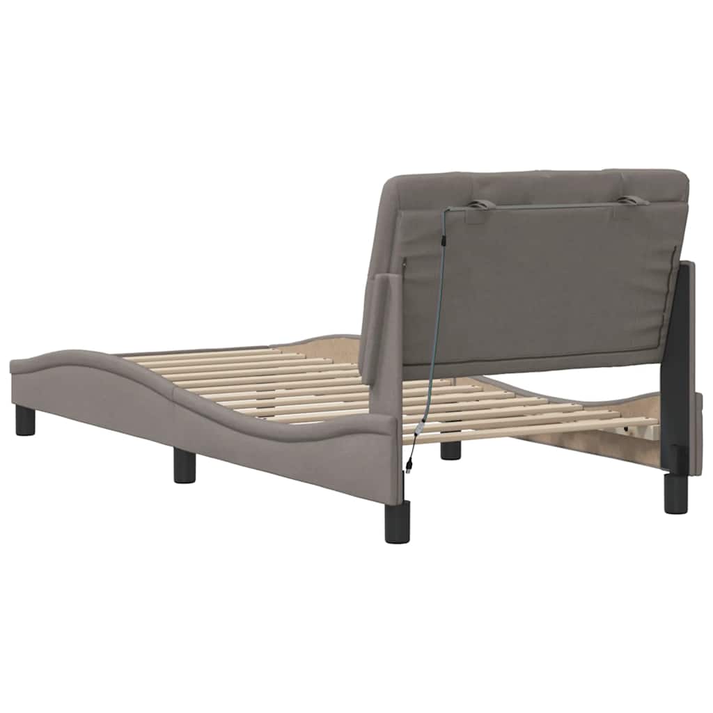 Bedframe met LED zonder matras 90x190 cm stof taupe
