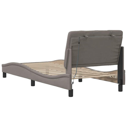 Bedframe met LED zonder matras 90x190 cm stof taupe