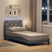 Bedframe 90x200 cm stof lichtgrijs met LED