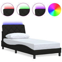 Bedframe met LED zonder matras 90x200 cm stof zwart