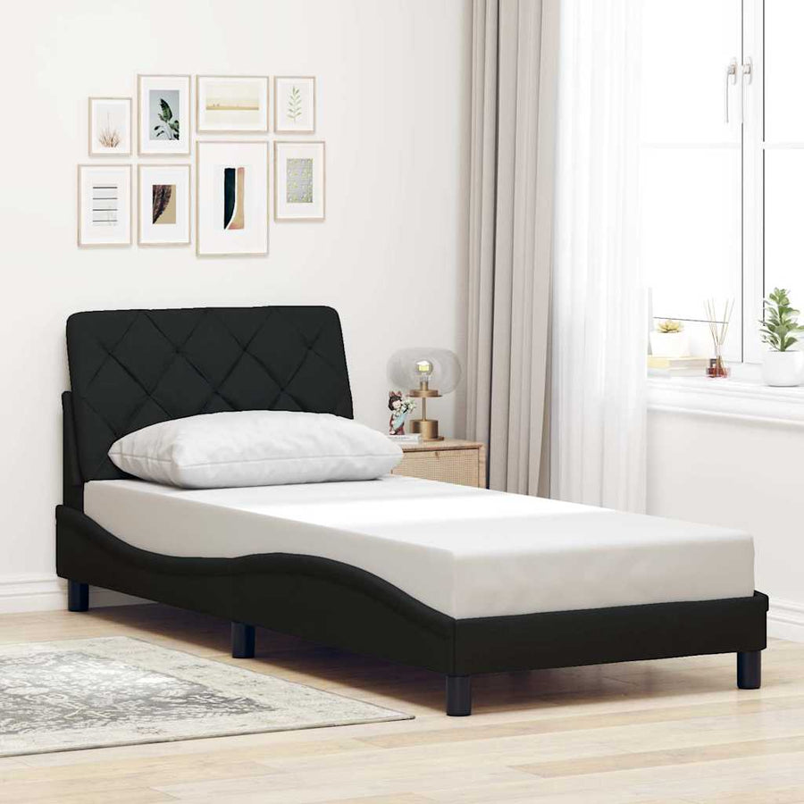 Bedframe met LED zonder matras 90x200 cm stof zwart