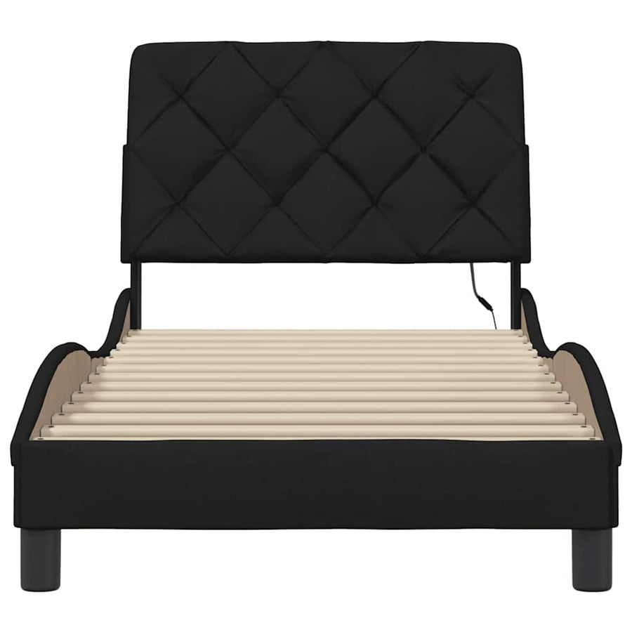 Bedframe met LED zonder matras 90x200 cm stof zwart